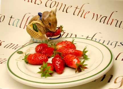 Italic Lettering with Strawberries and Mouse by Janet Takahashi