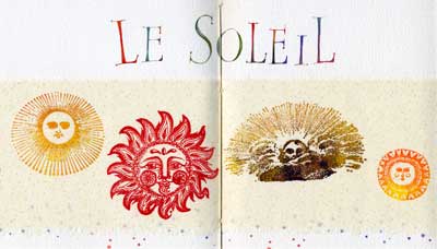 Le Soleil watercolor, rubber stamped images by Janet Takahashi