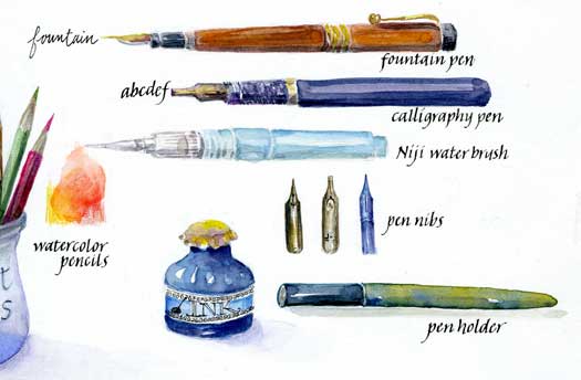 Writing Tools To Go Illustration by Janet Takahashi