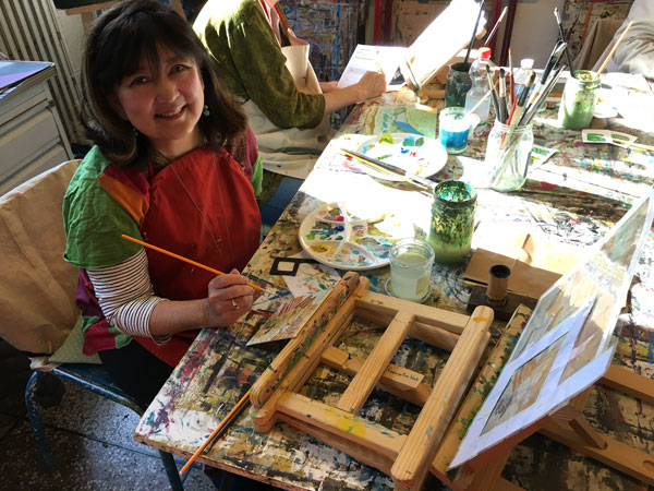 Janet Takahashi painting in Arles, France