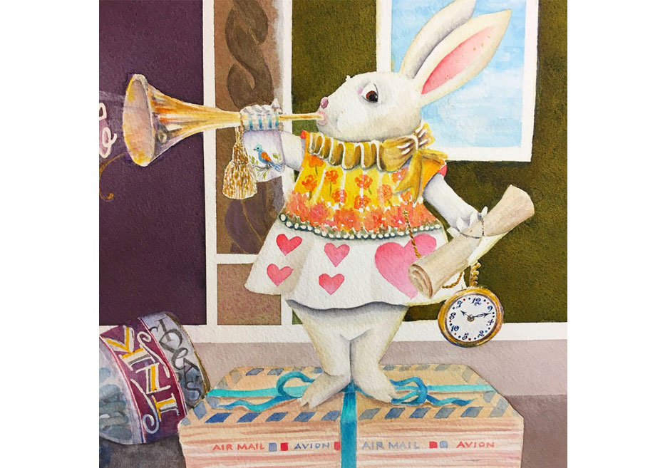 Watercolor Rabbit by Janet Takahashi
