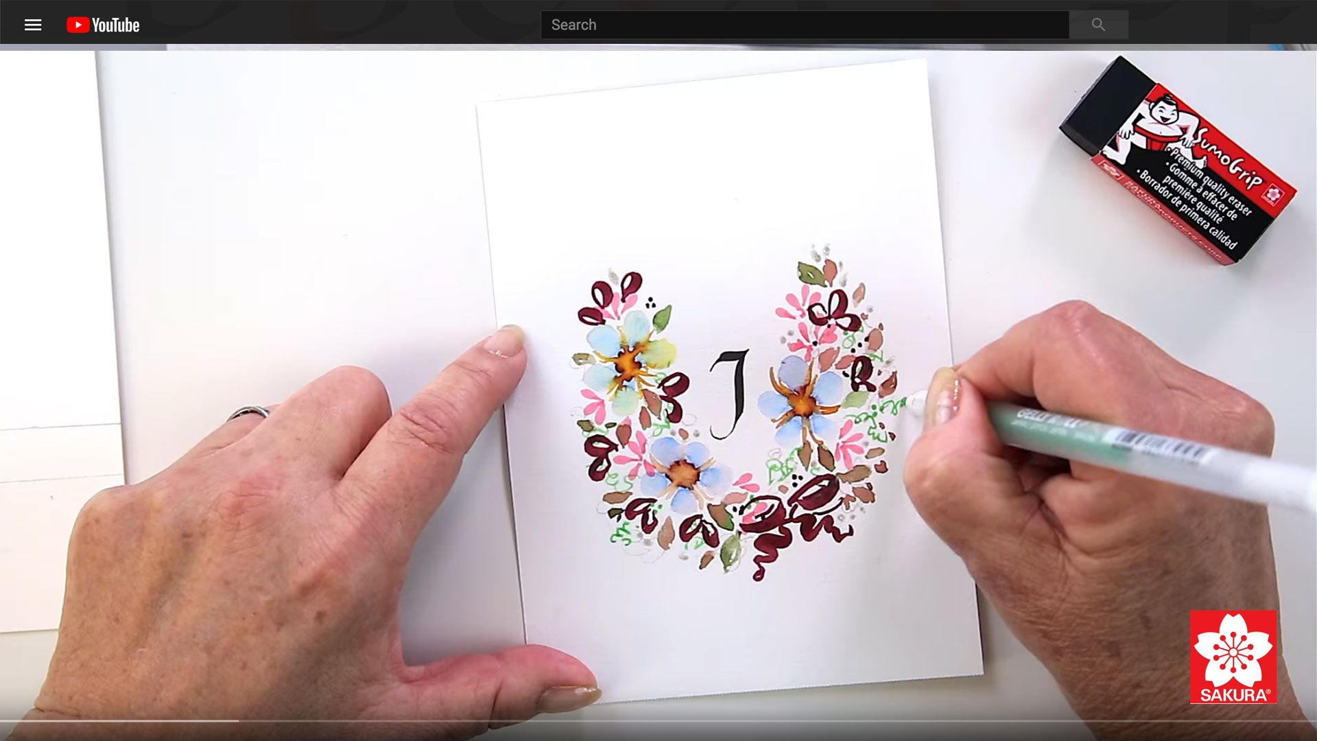 Watercolor Floral Wreath Monogram Tutorial with Janet Takahashi