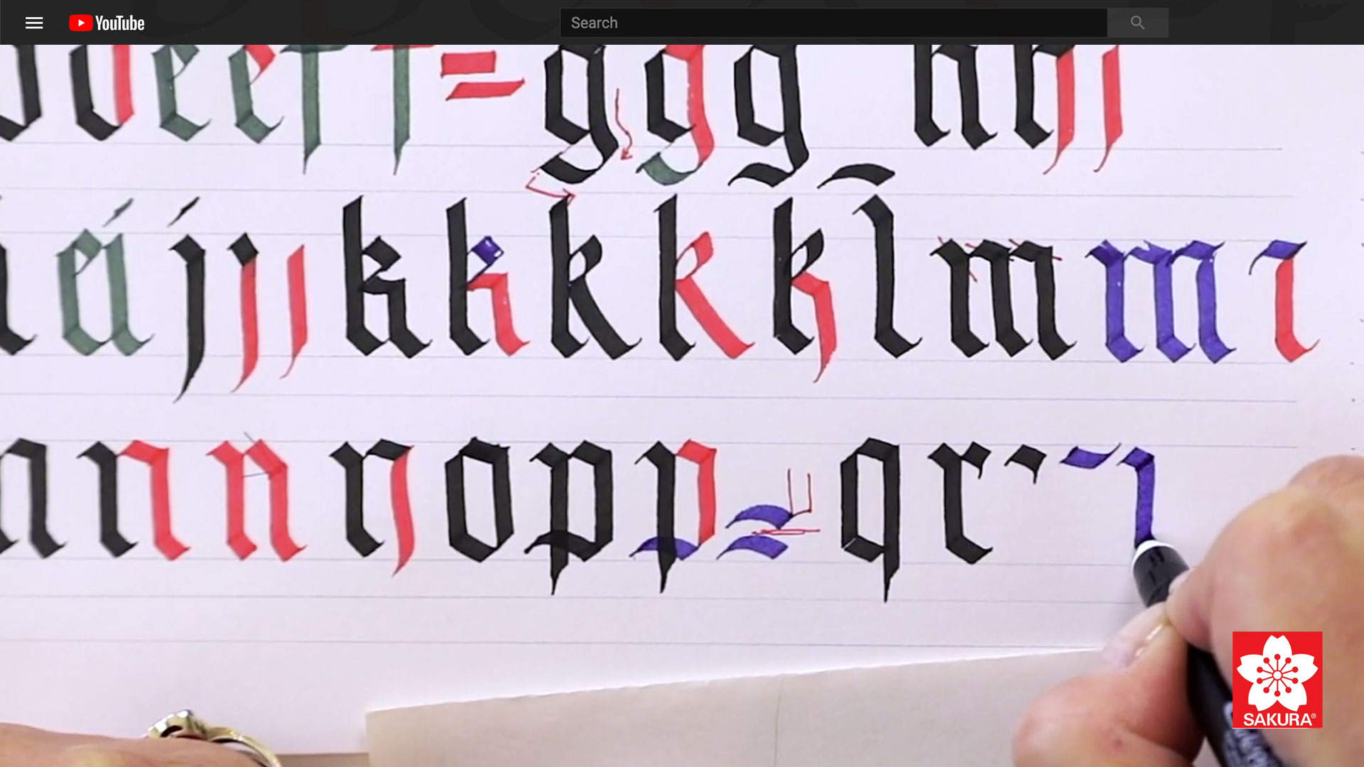 Black Letter Gothic Calligraphy Lowercase Letters n-z with Janet Takahashi